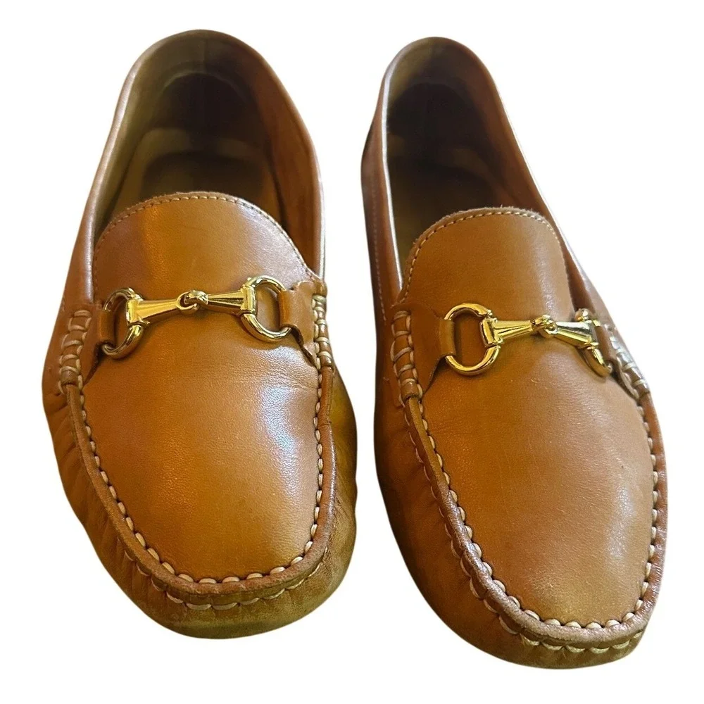 Mercanti Fiorentini Mens Tan Leather Horsebit‎ Driving Loafers Size 9B